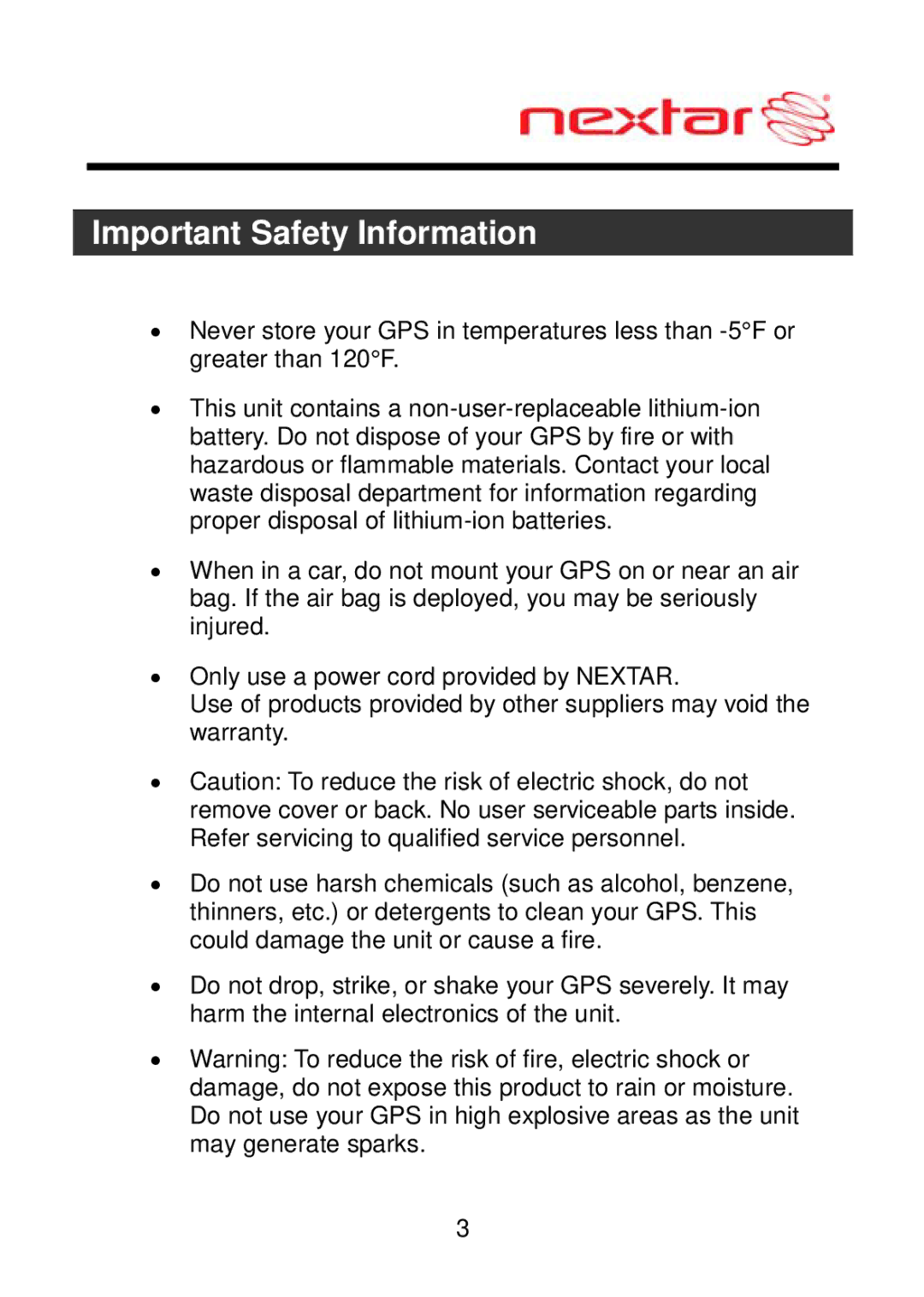 Nextar MEFH01, ME09EH manual Important Safety Information 