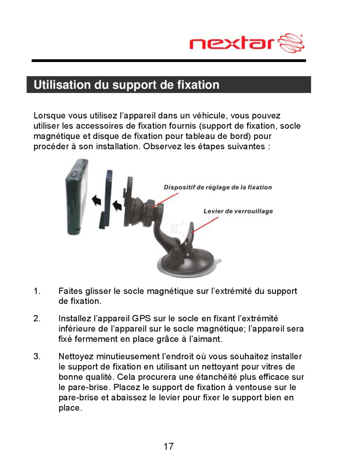 Nextar ME09EH, MEFH01 manual Utilisation du support de fixation 