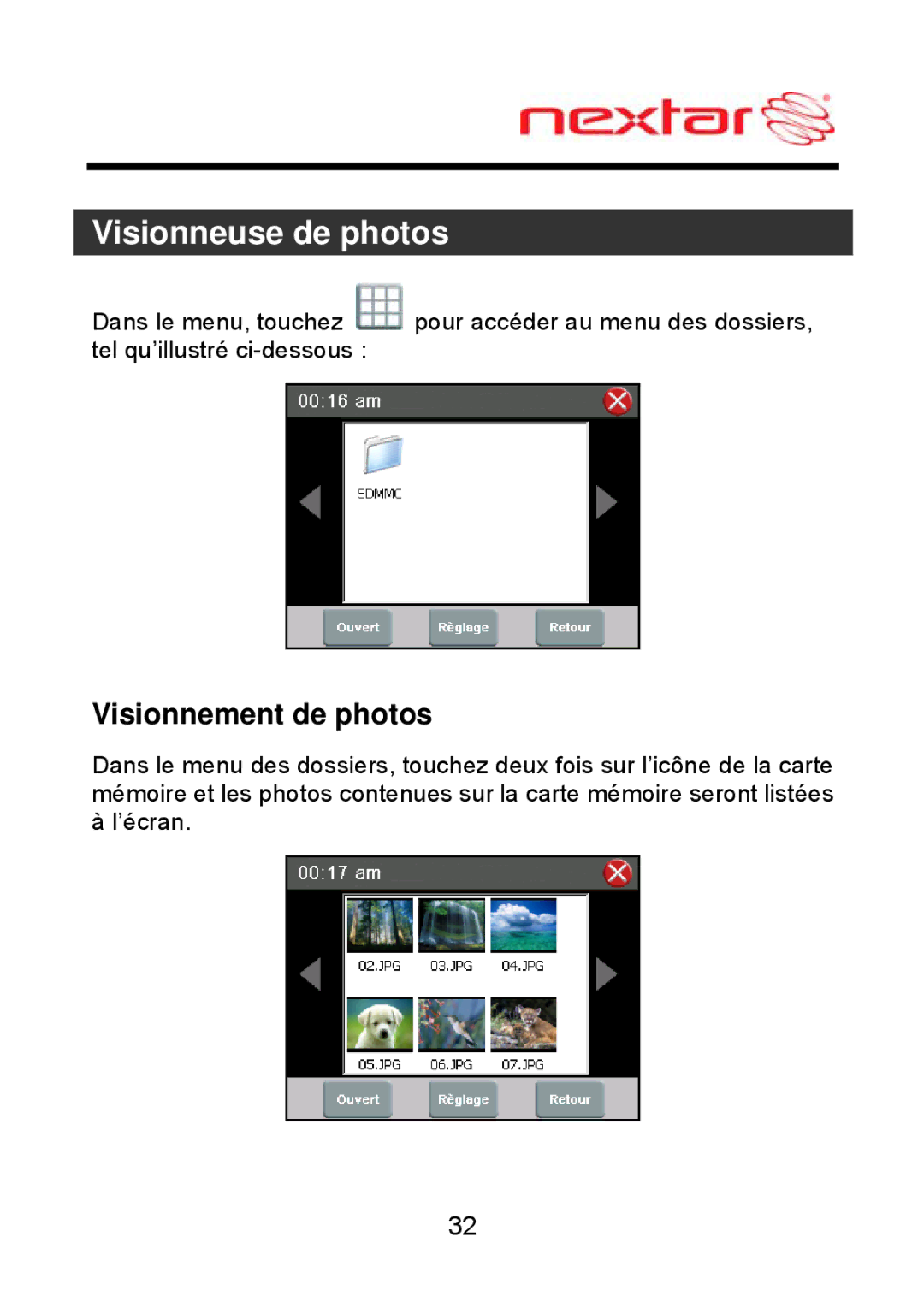 Nextar MEFH01, ME09EH manual Visionnement de photos 