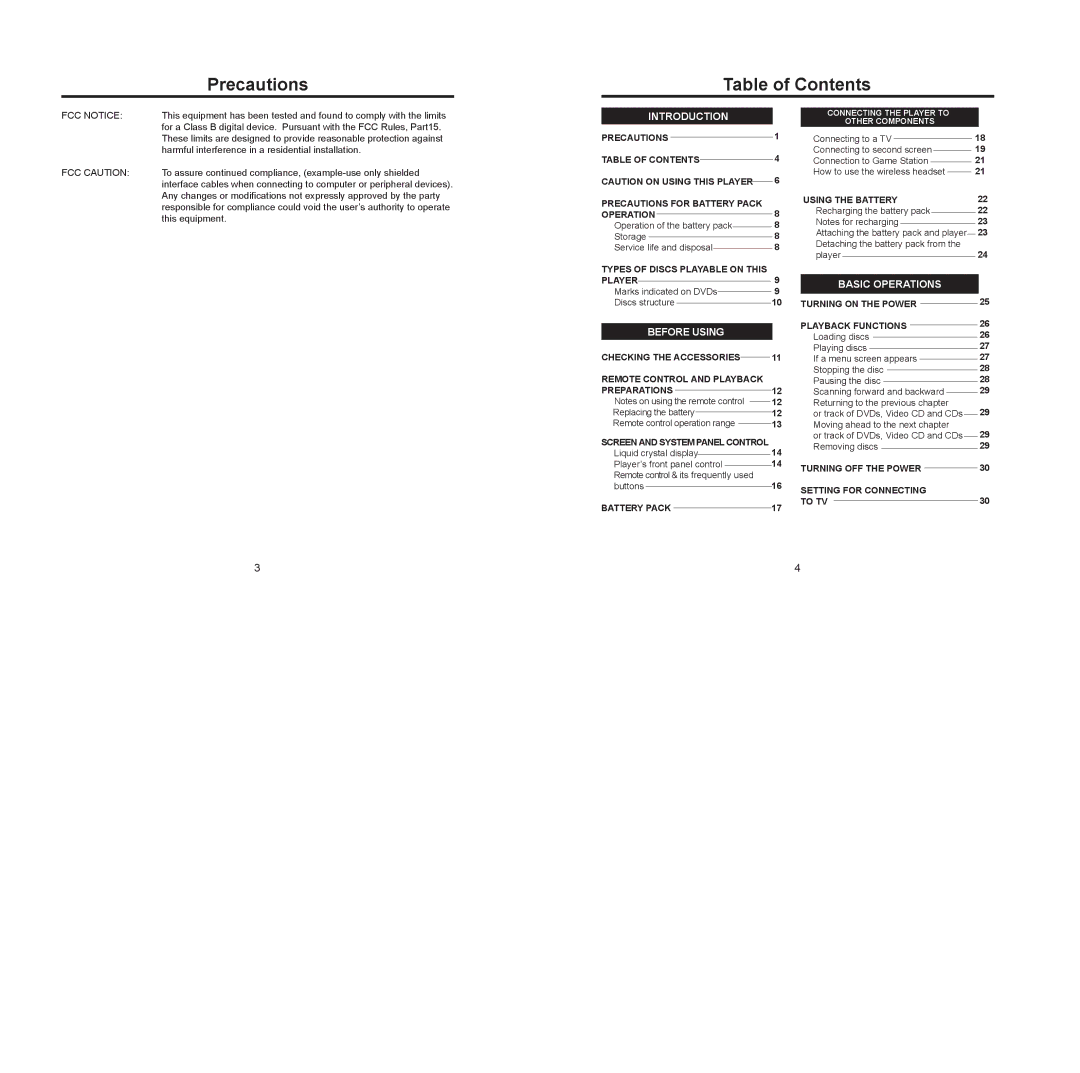 Nextar MP907 user manual Table of Contents 