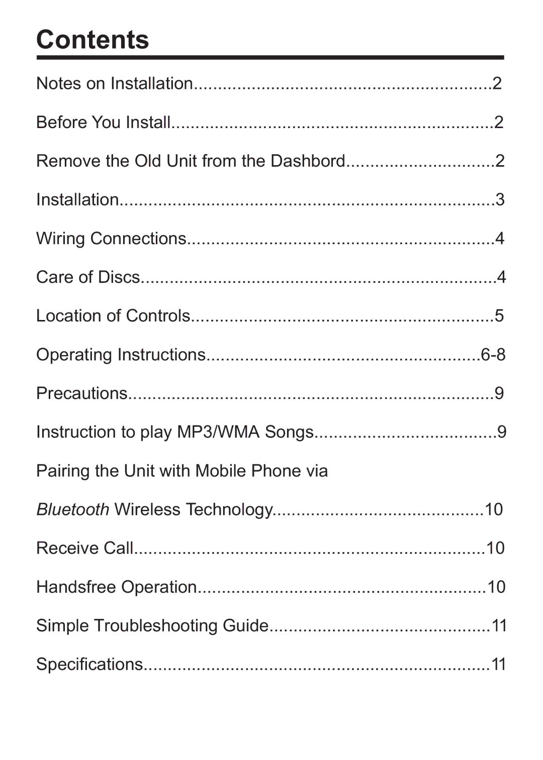 Nextar N CU 160 instruction manual Contents 