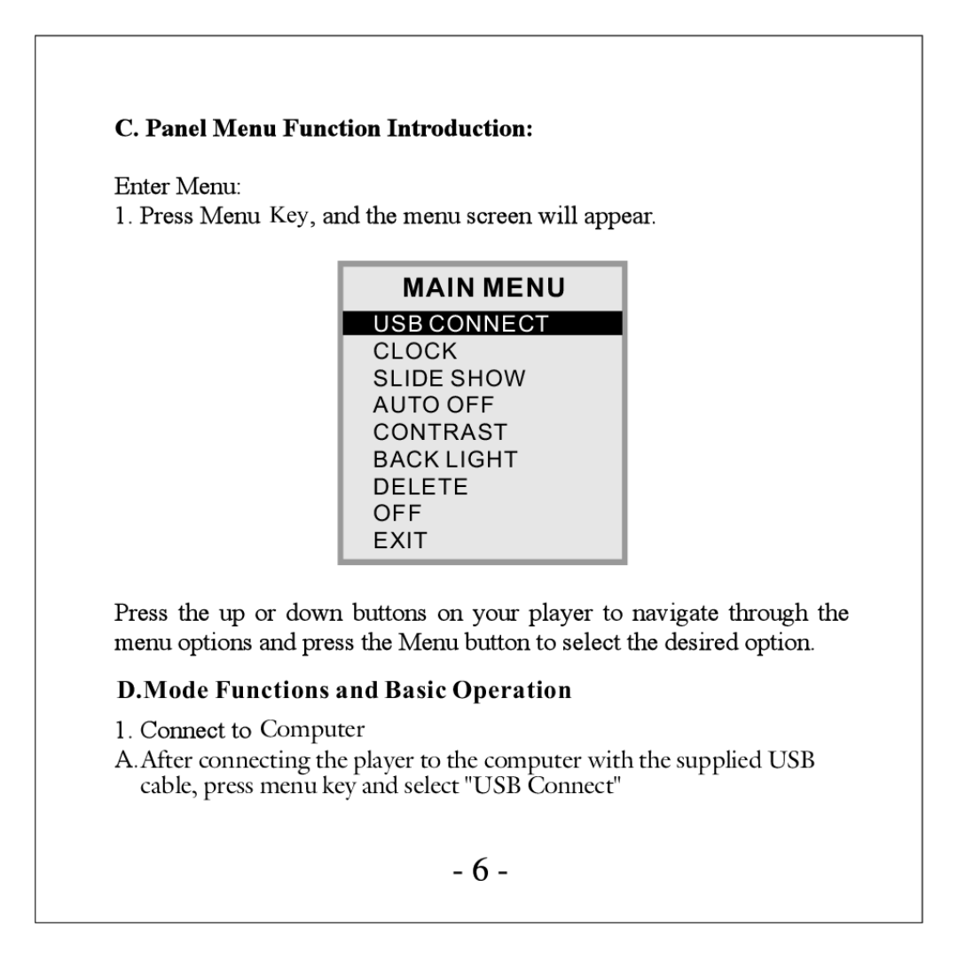 Nextar N1-505 manual Main Menu 