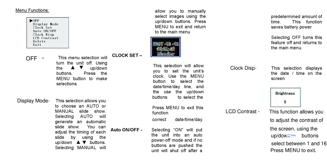 Nextar N1-506 quick start Clock SET 