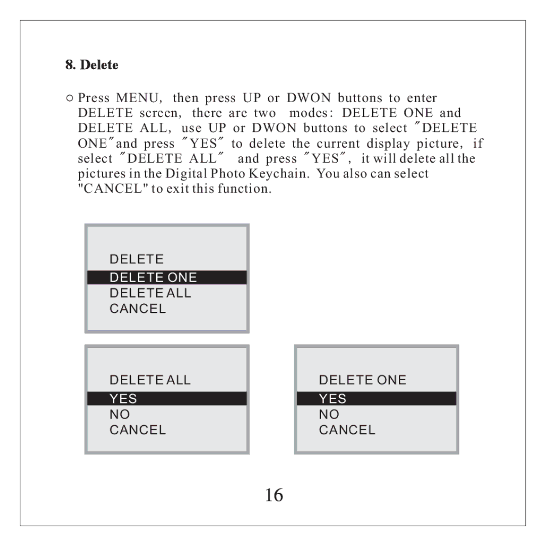 Nextar N1-510 manual Delete ONE 