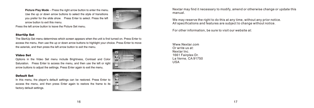 Nextar N10W-400 manual 