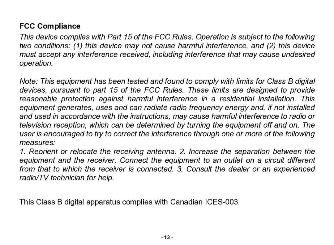 Nextar N3-505 manual FCC Compliance 