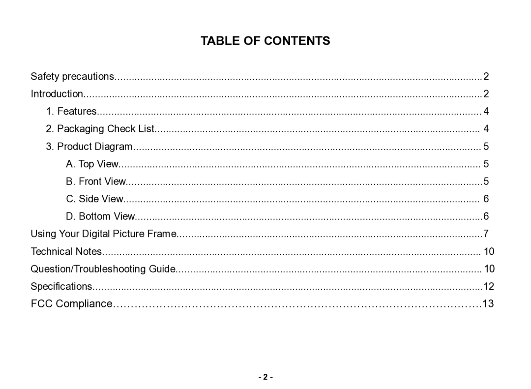 Nextar N3-505 manual Table of Contents 