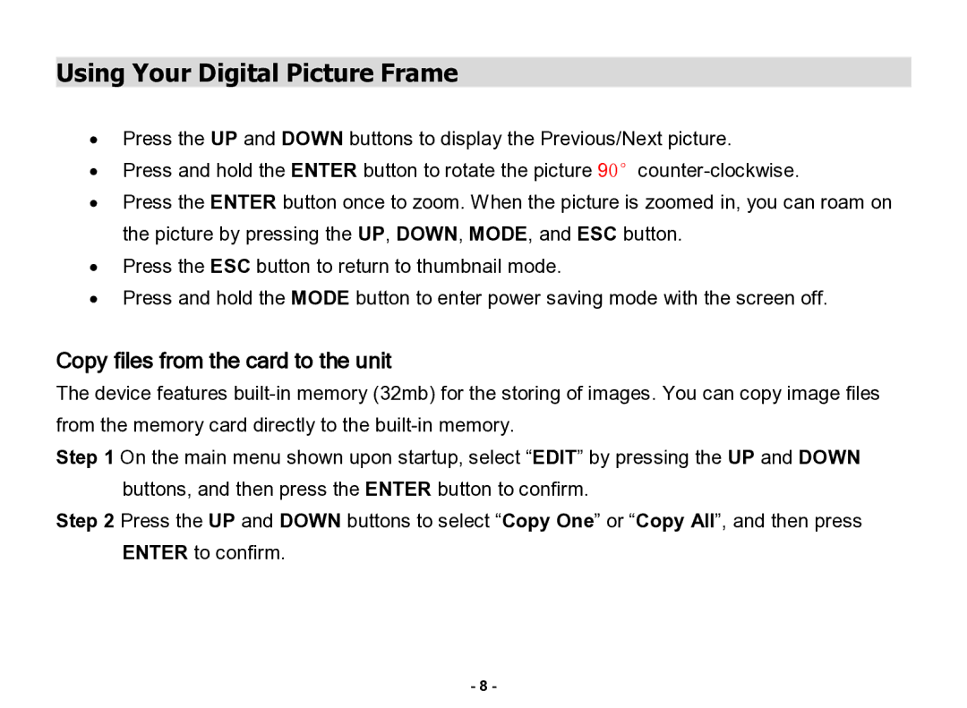 Nextar N3-505 manual Copy files from the card to the unit 