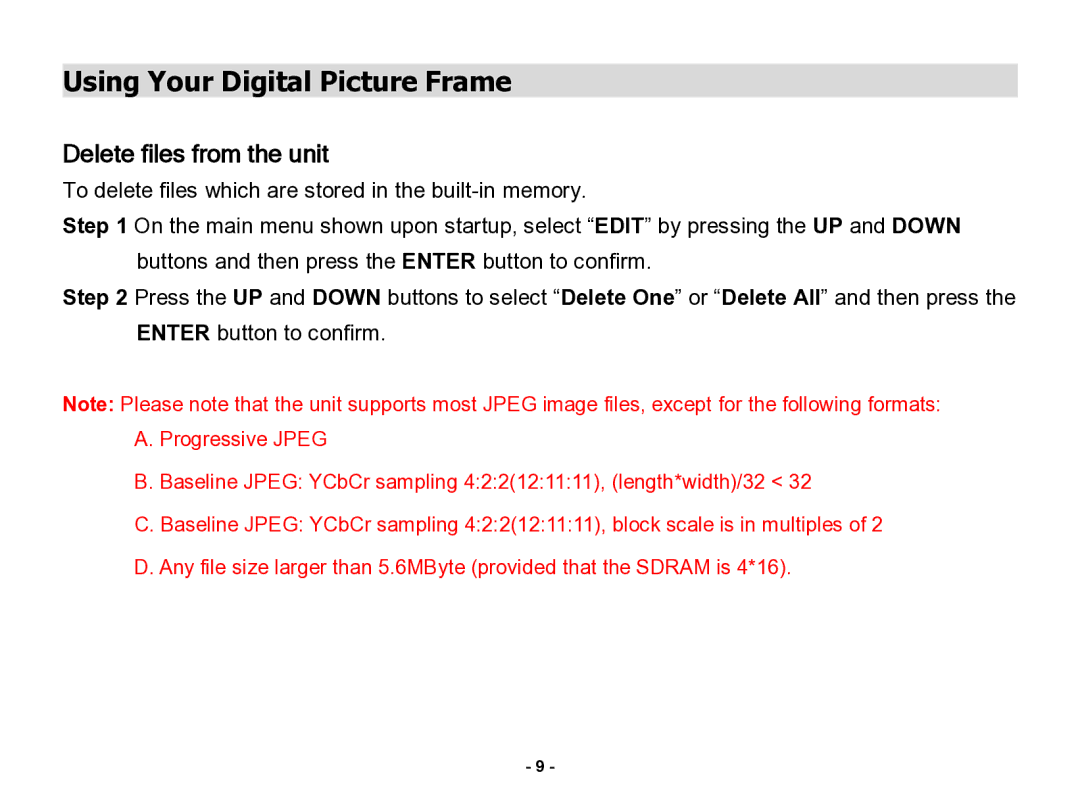 Nextar N3-505 manual Delete files from the unit 