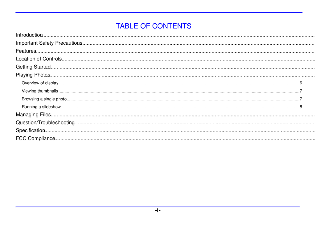 Nextar N3-507 manual Table of Contents 