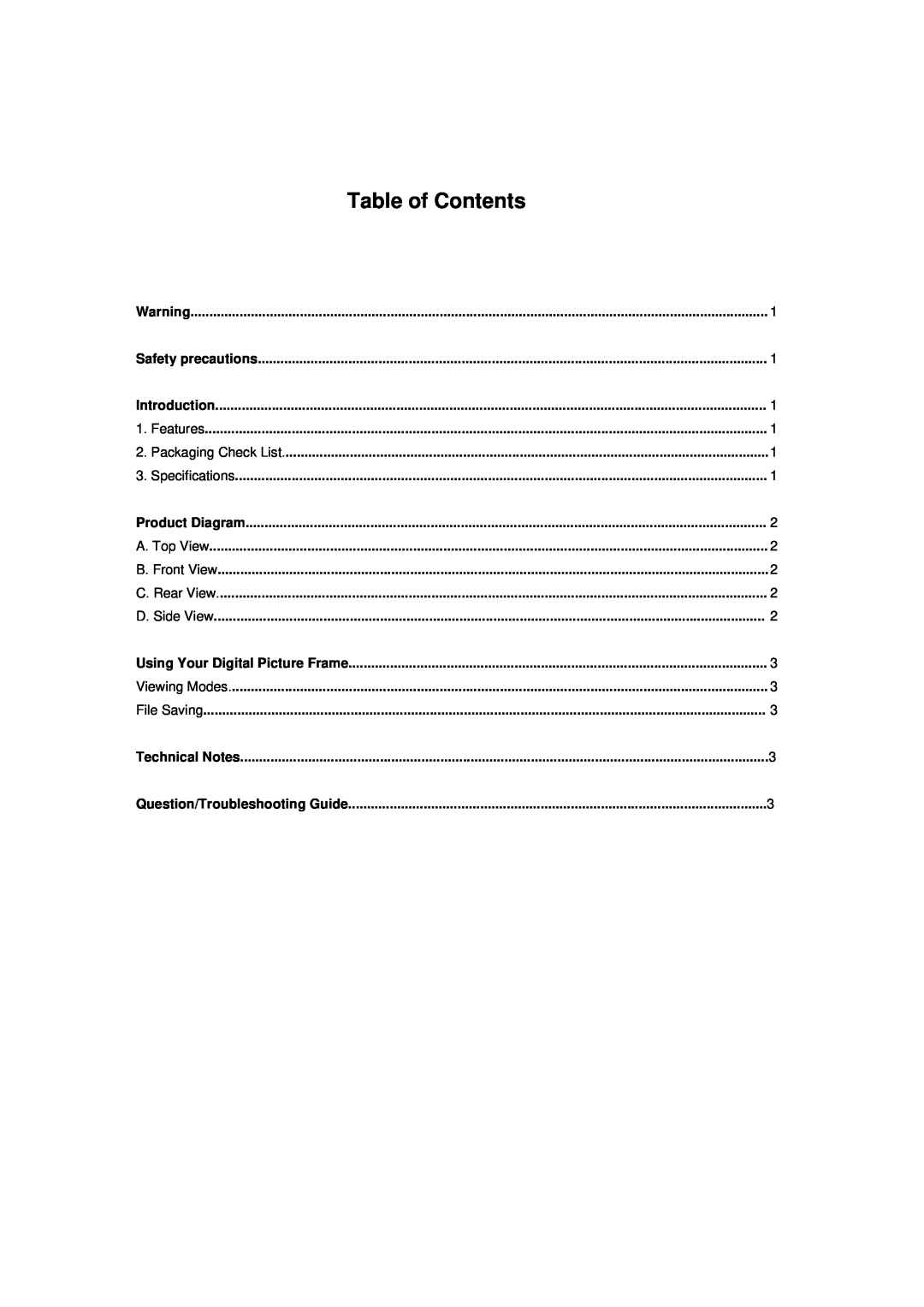 Nextar N7-115 manual Table of Contents 