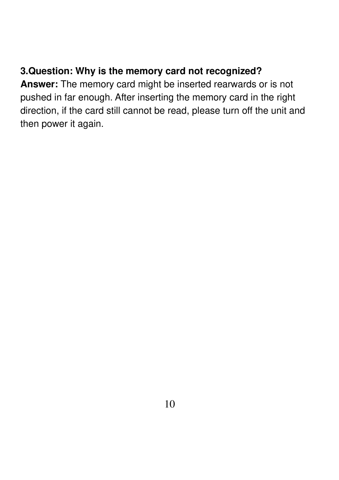 Nextar N7-202 manual Question Why is the memory card not recognized? 