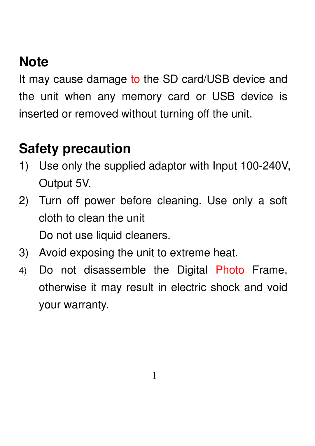 Nextar N7-202 manual Safety precaution 