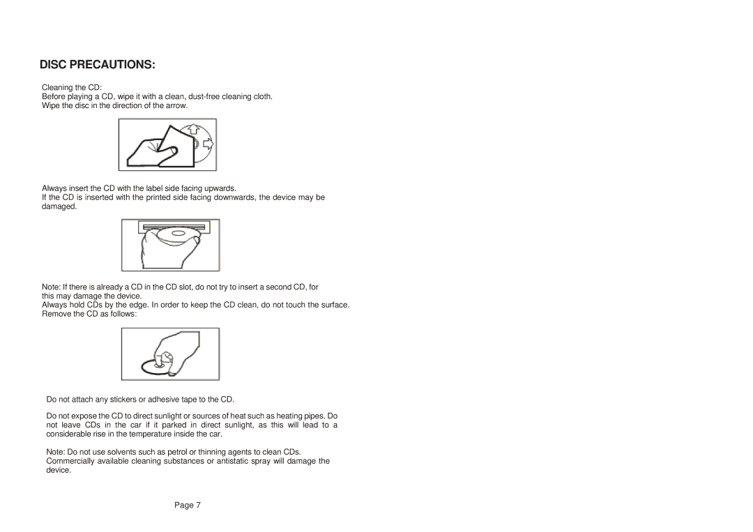 Nextar NCD60C manual Disc Precautions 