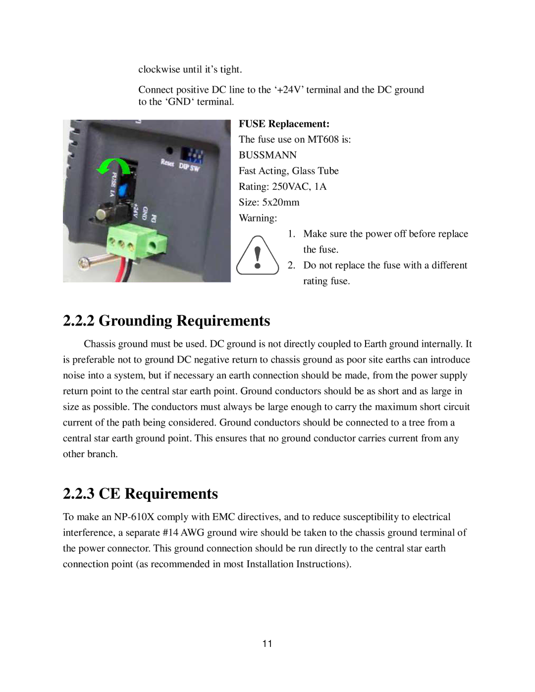 Nextar NP-610X user manual Grounding Requirements, CE Requirements, Fuse Replacement 