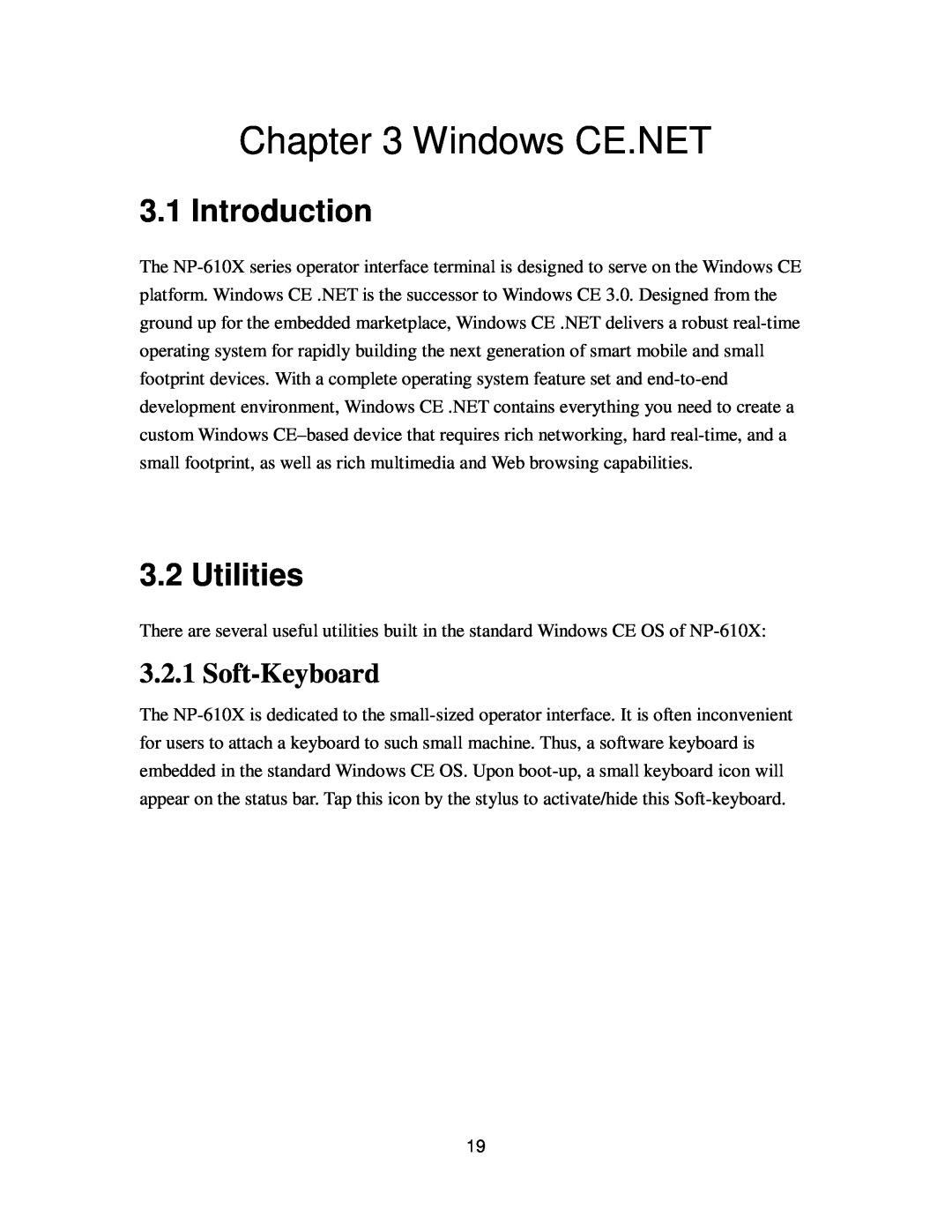Nextar NP-610X user manual Windows CE.NET, Introduction, Utilities, Soft-Keyboard 