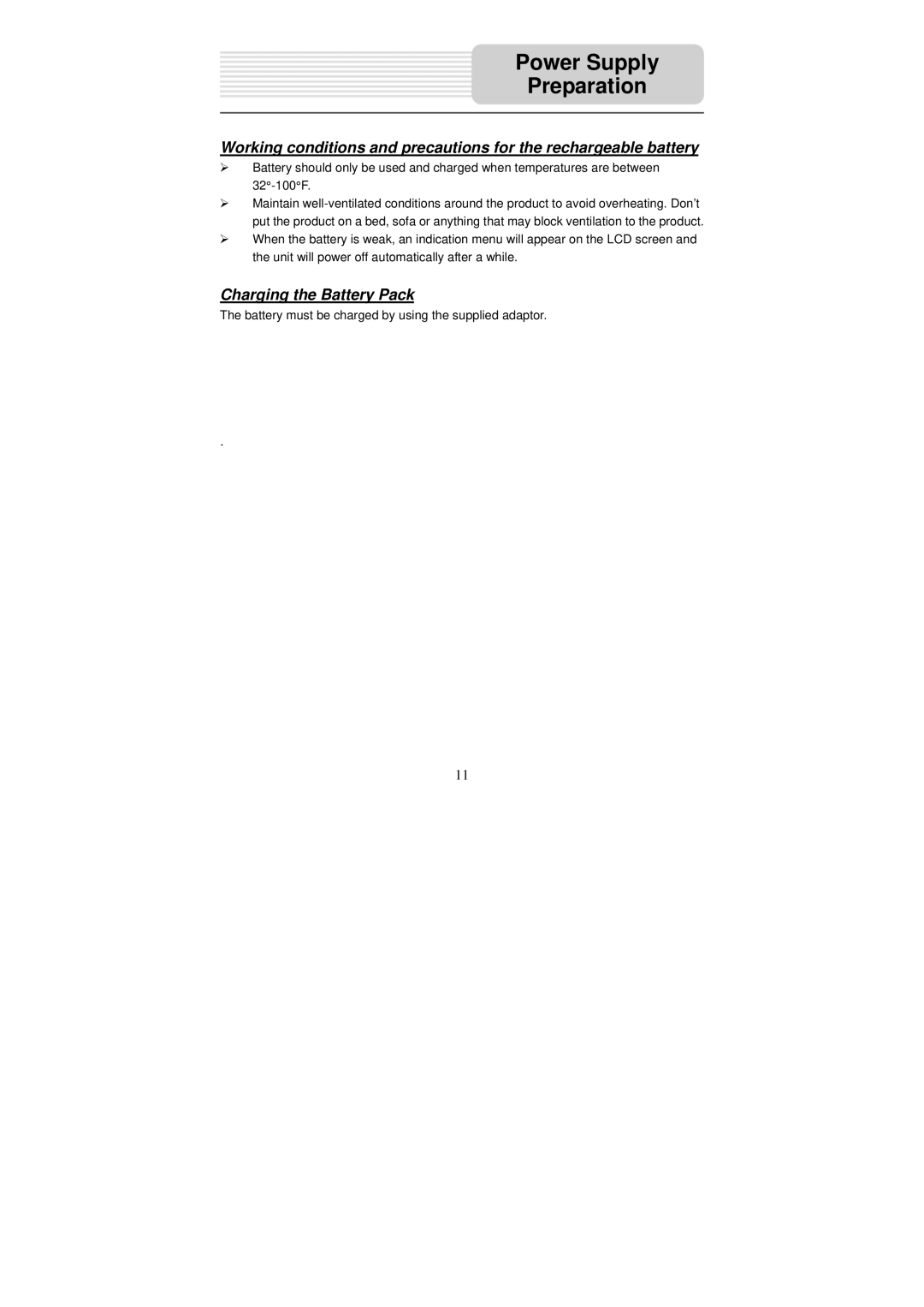 Nextar X3-09 operating instructions Charging the Battery Pack 