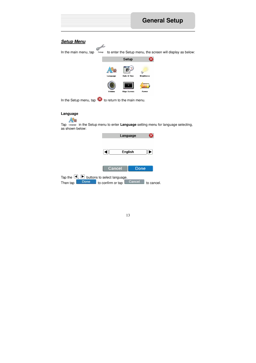 Nextar X3-09 operating instructions Setup Menu, Language 