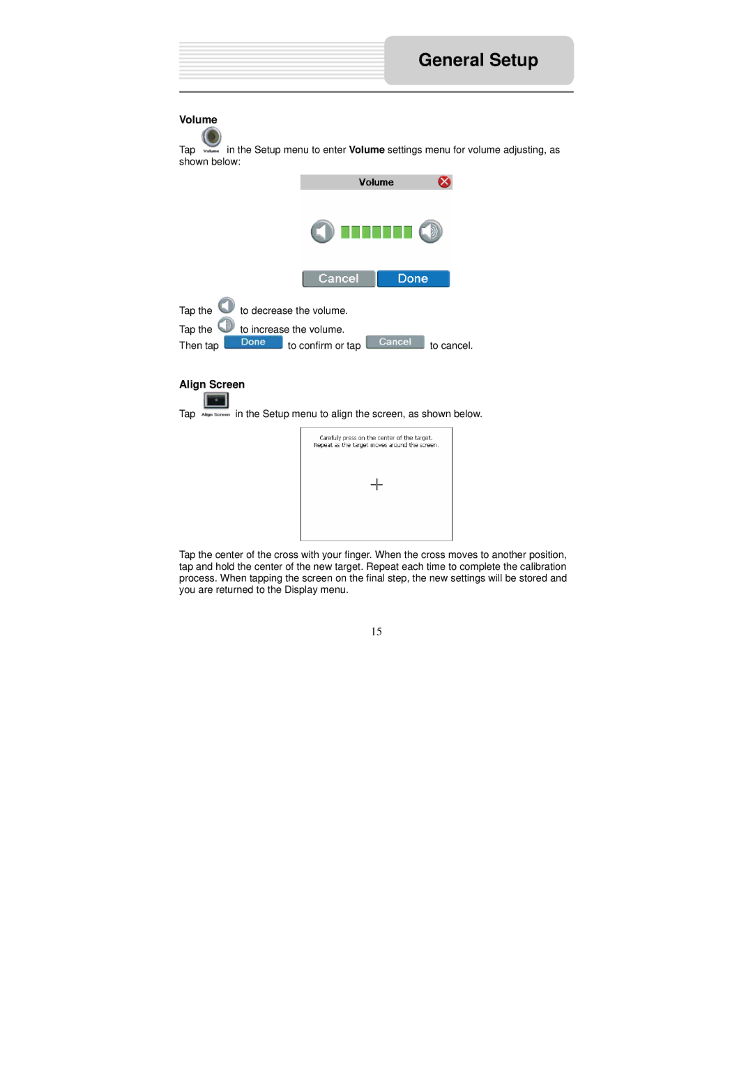 Nextar X3-09 operating instructions Volume, Align Screen 