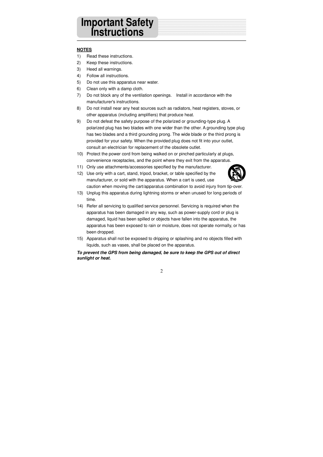 Nextar X3-09 operating instructions Important Safety Instructions 