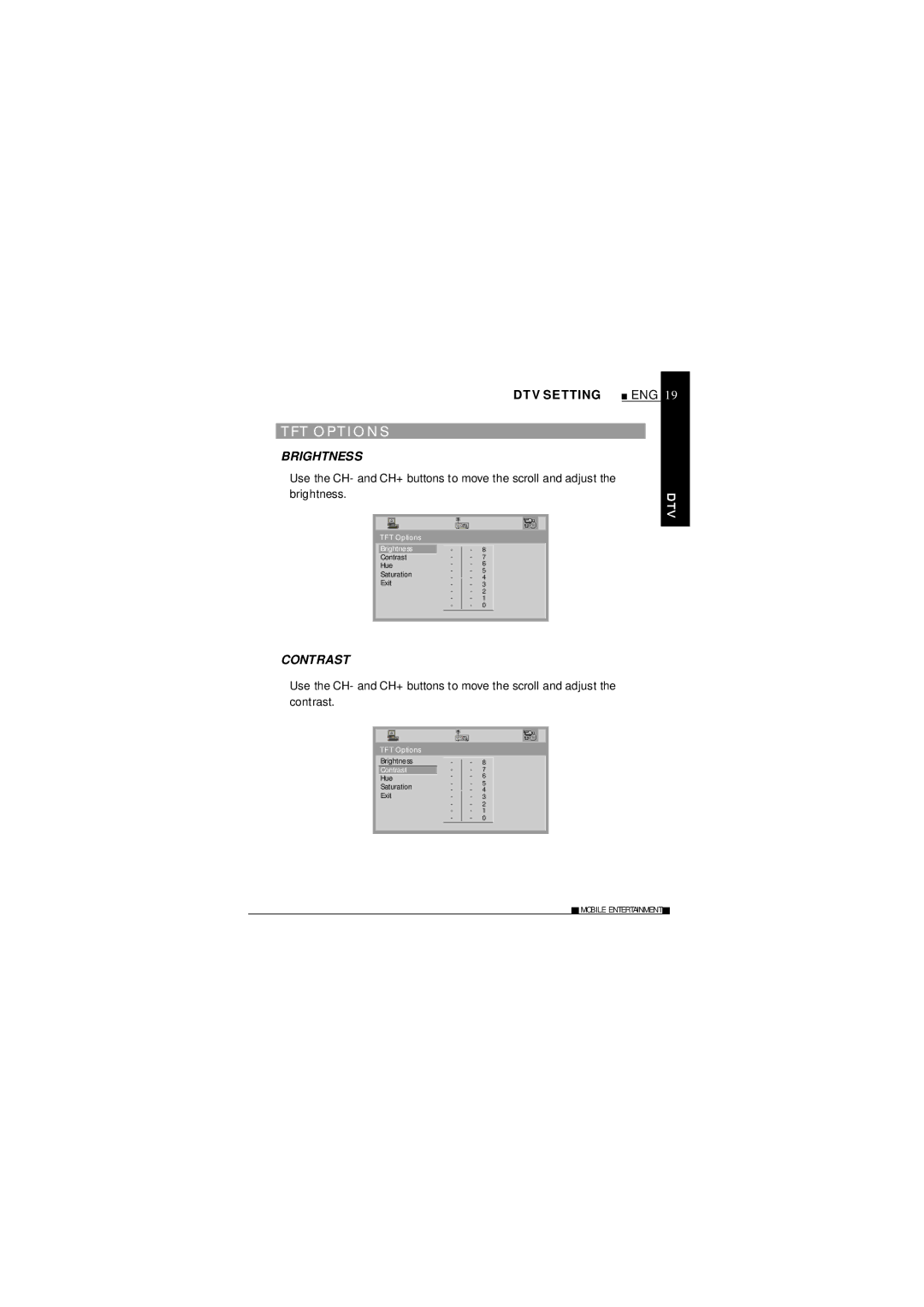 NextBase HI-SPEED TV360 manual Brightness, Contrast 