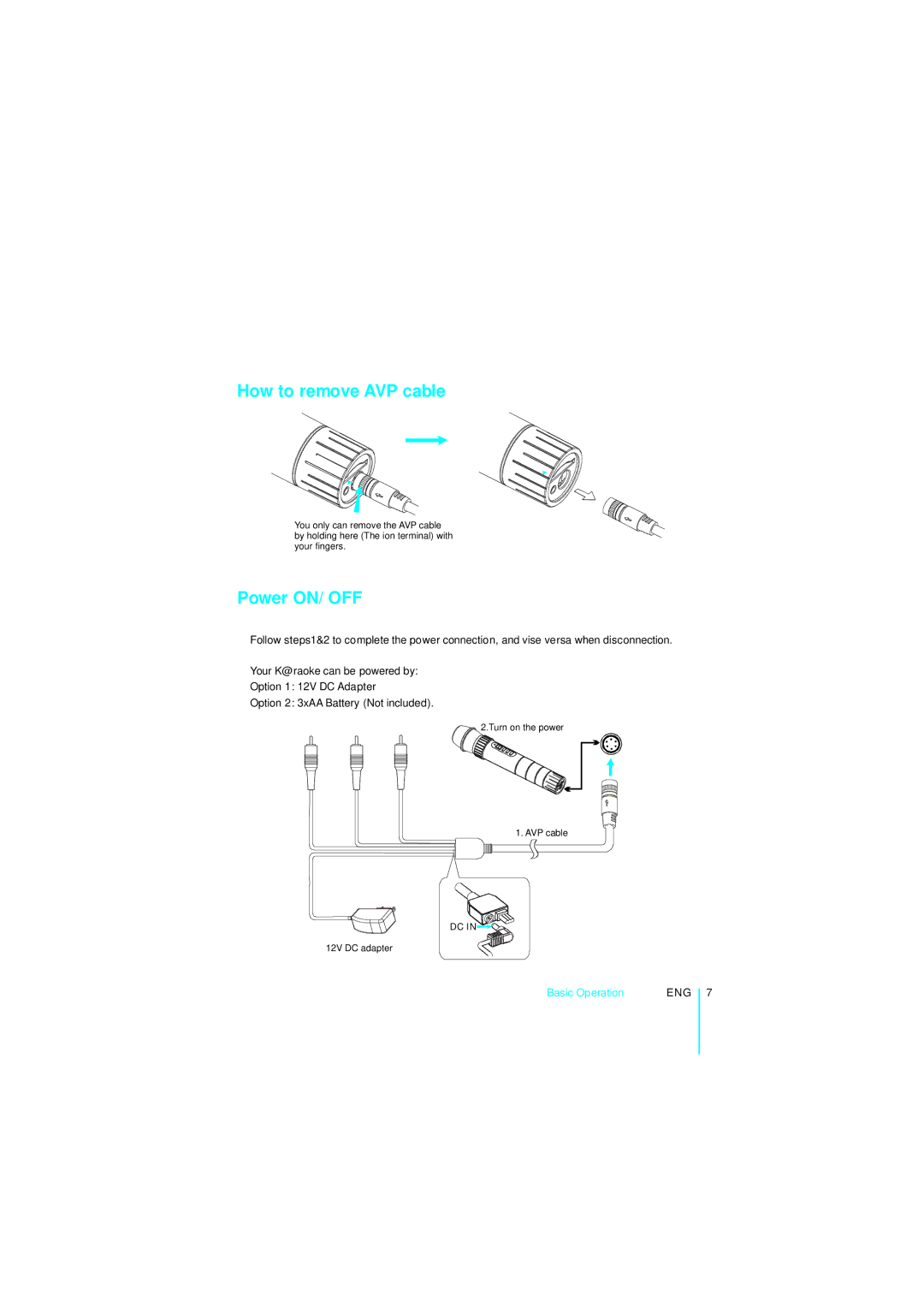 NextBase Microphone manual How to remove AVP cable, Power ON/ OFF 