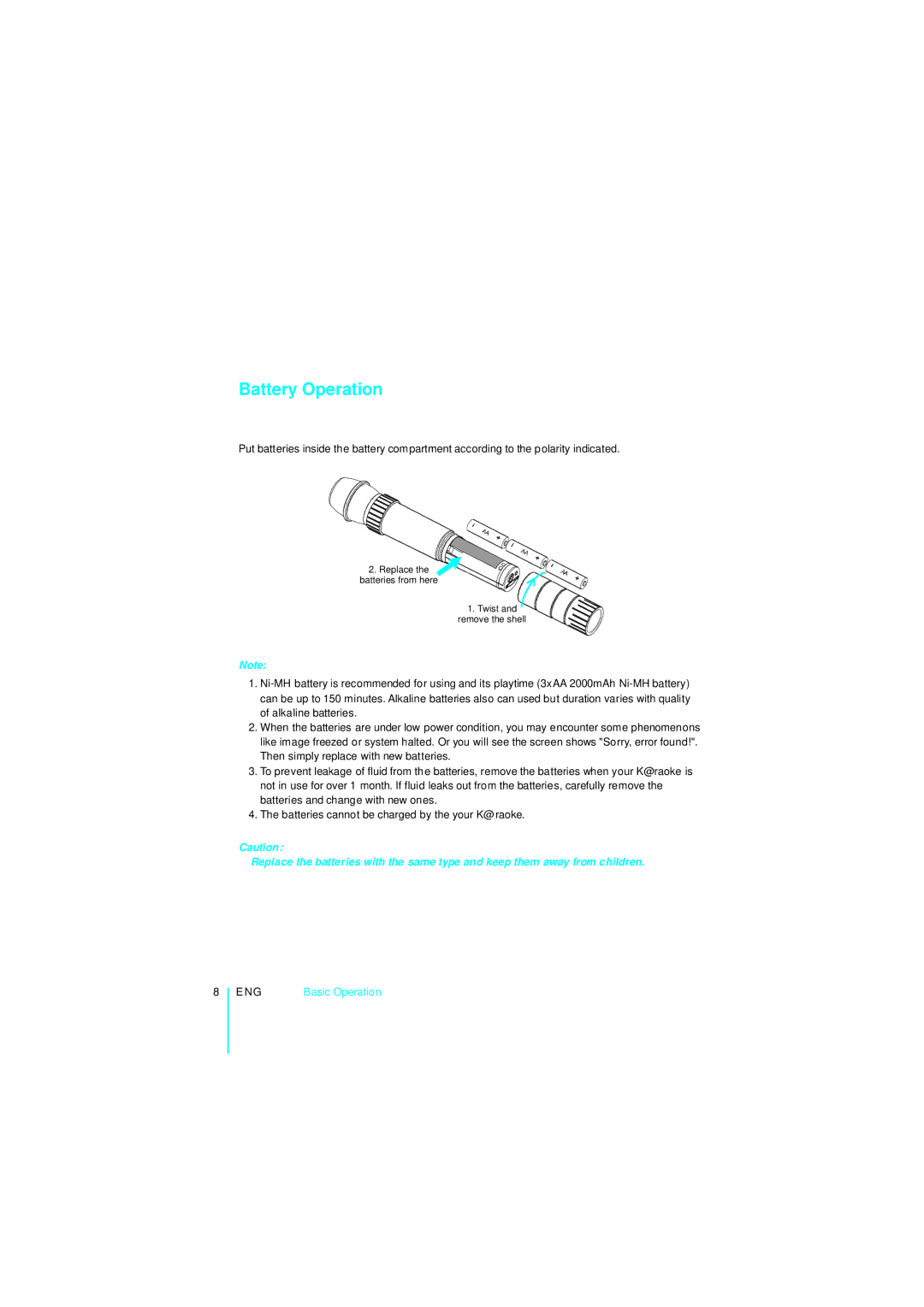 NextBase Microphone manual Battery Operation 