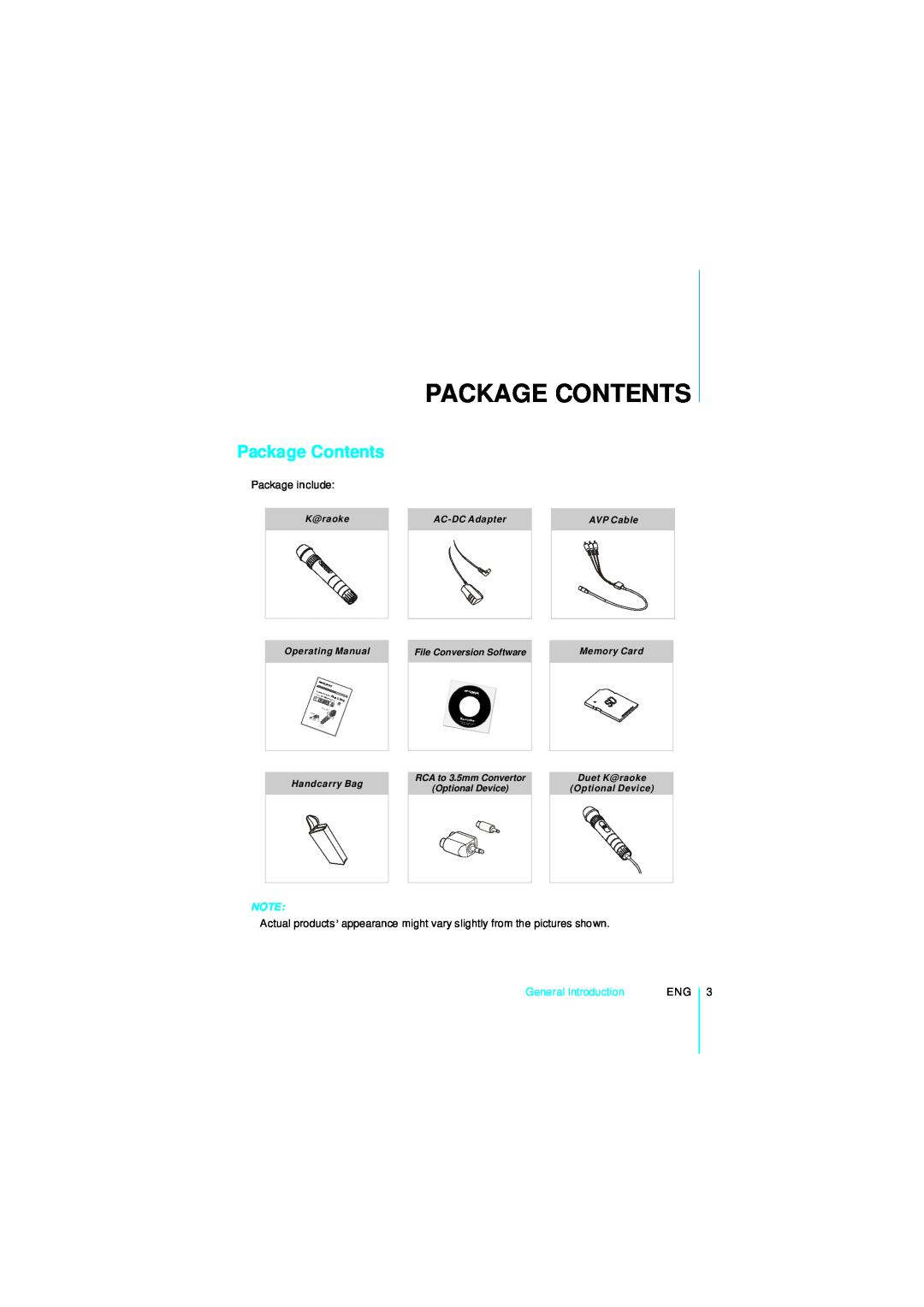 NextBase Microphone manual Package Contents, General Introduction 