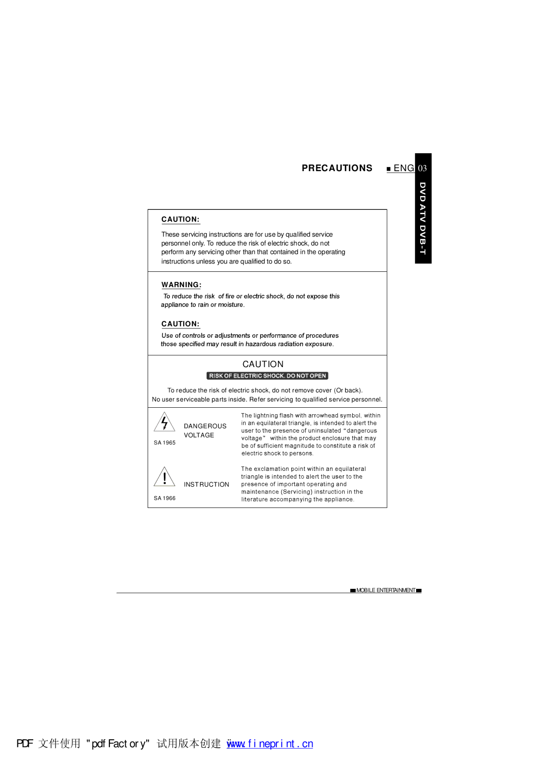 NextBase SDV1102-B operating instructions Precautions 