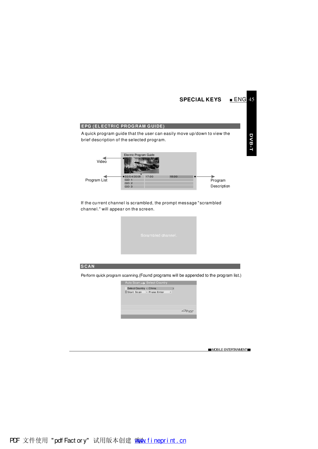 NextBase SDV1102-B operating instructions Special Keys, EPG EL Ectric Program Guide, Can 