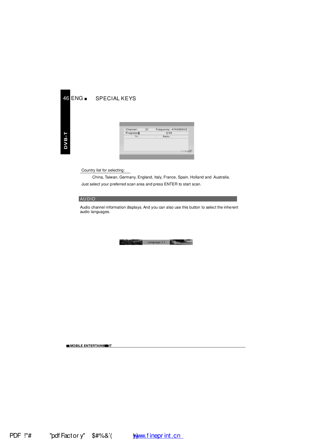 NextBase SDV1102-B operating instructions ENG Special Keys, Audio 