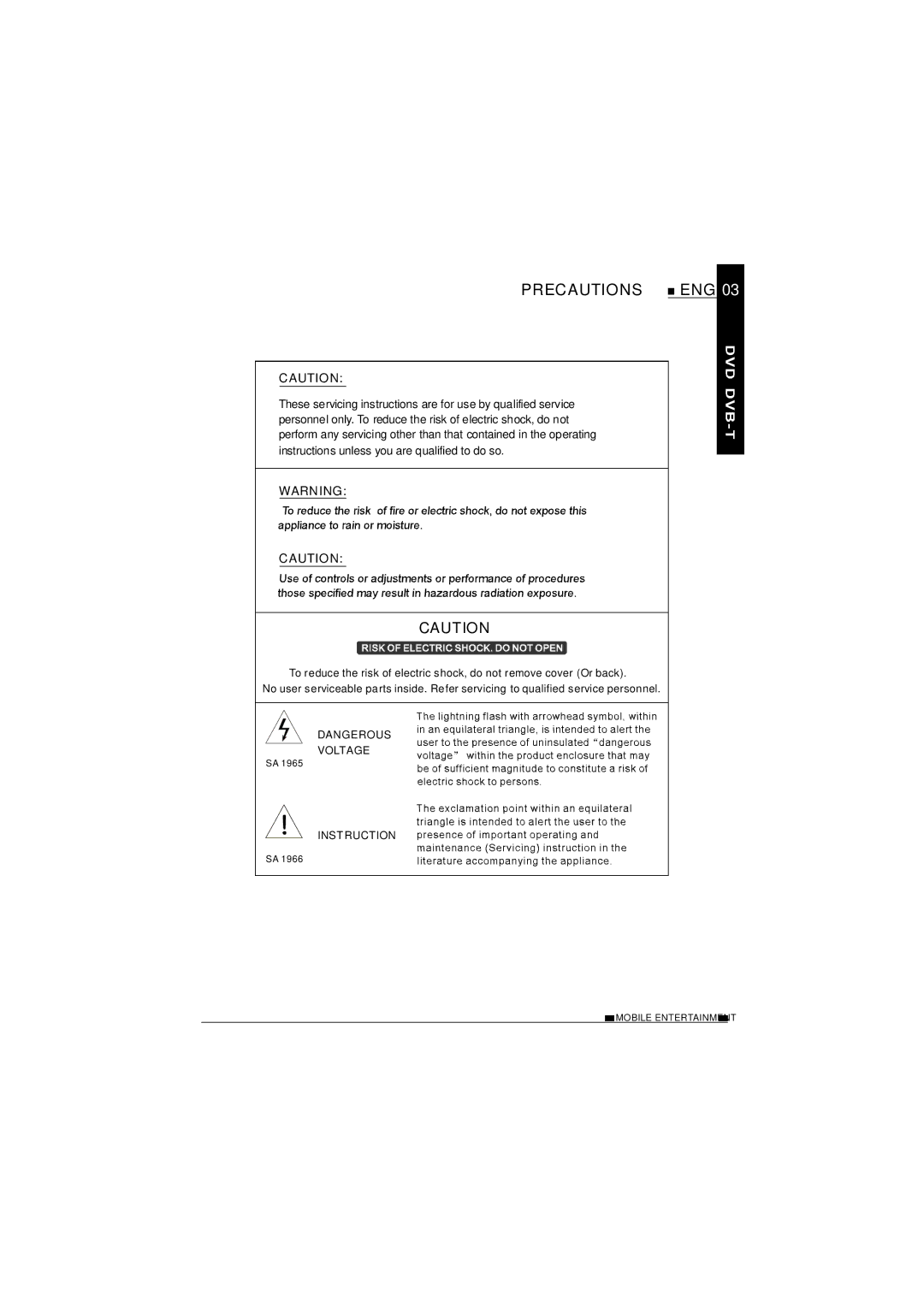 NextBase SDV1102-D operating instructions Precautions 