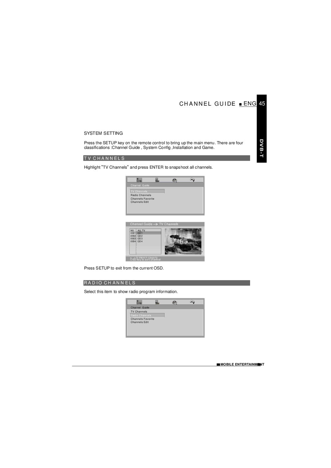 NextBase SDV1102-D operating instructions Channel Guide, TV C HA Nnel S, Rad Io Ch Ann Els 