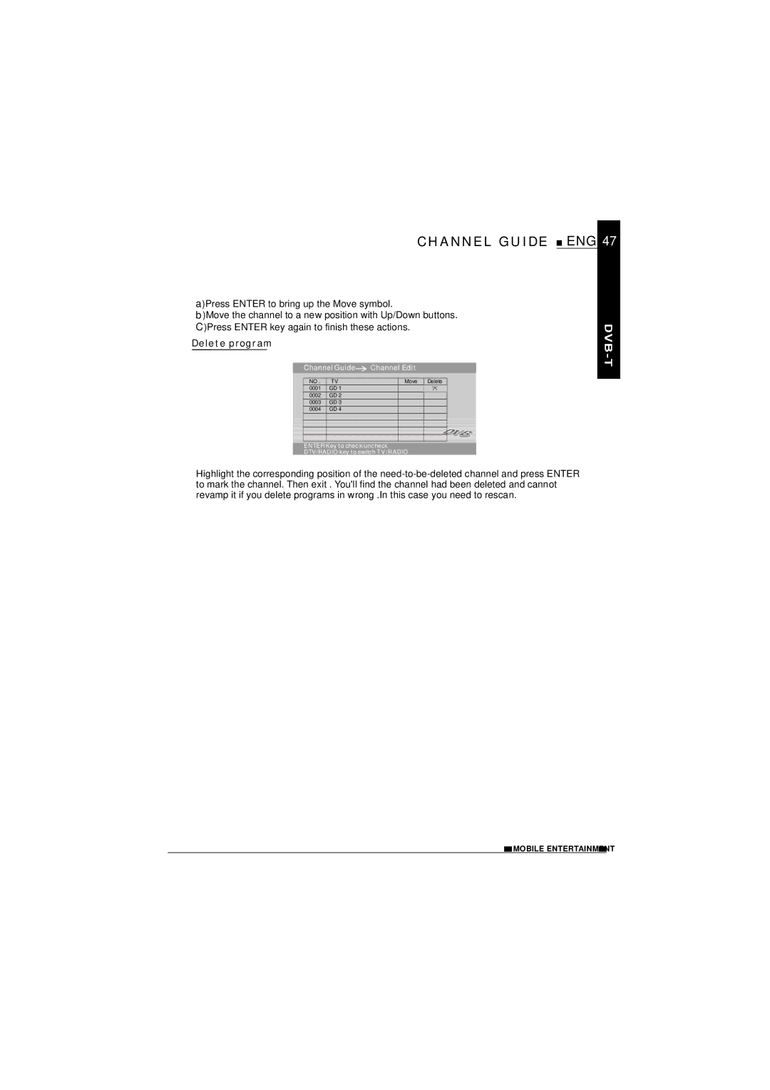 NextBase SDV1102-D operating instructions Delete program 