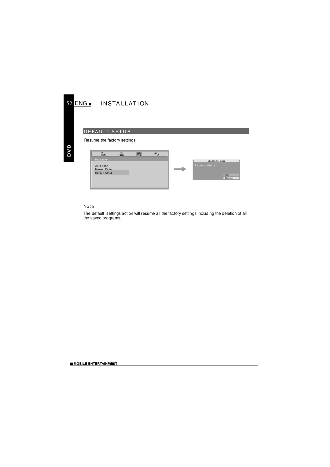 NextBase SDV1102-D operating instructions ENG Installation, Defa ULT Setu P 