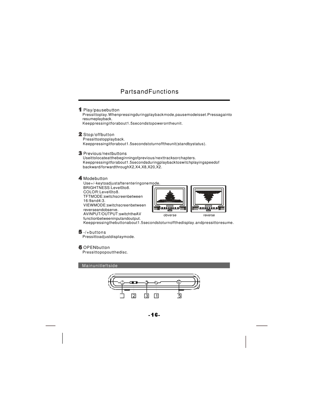 NextBase SDV17-SQ manual Mainunitleftside 