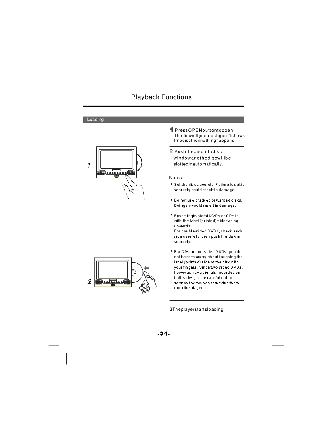 NextBase SDV17-SQ manual Playback Functions, Loading, PressOPENbuttontoopen 