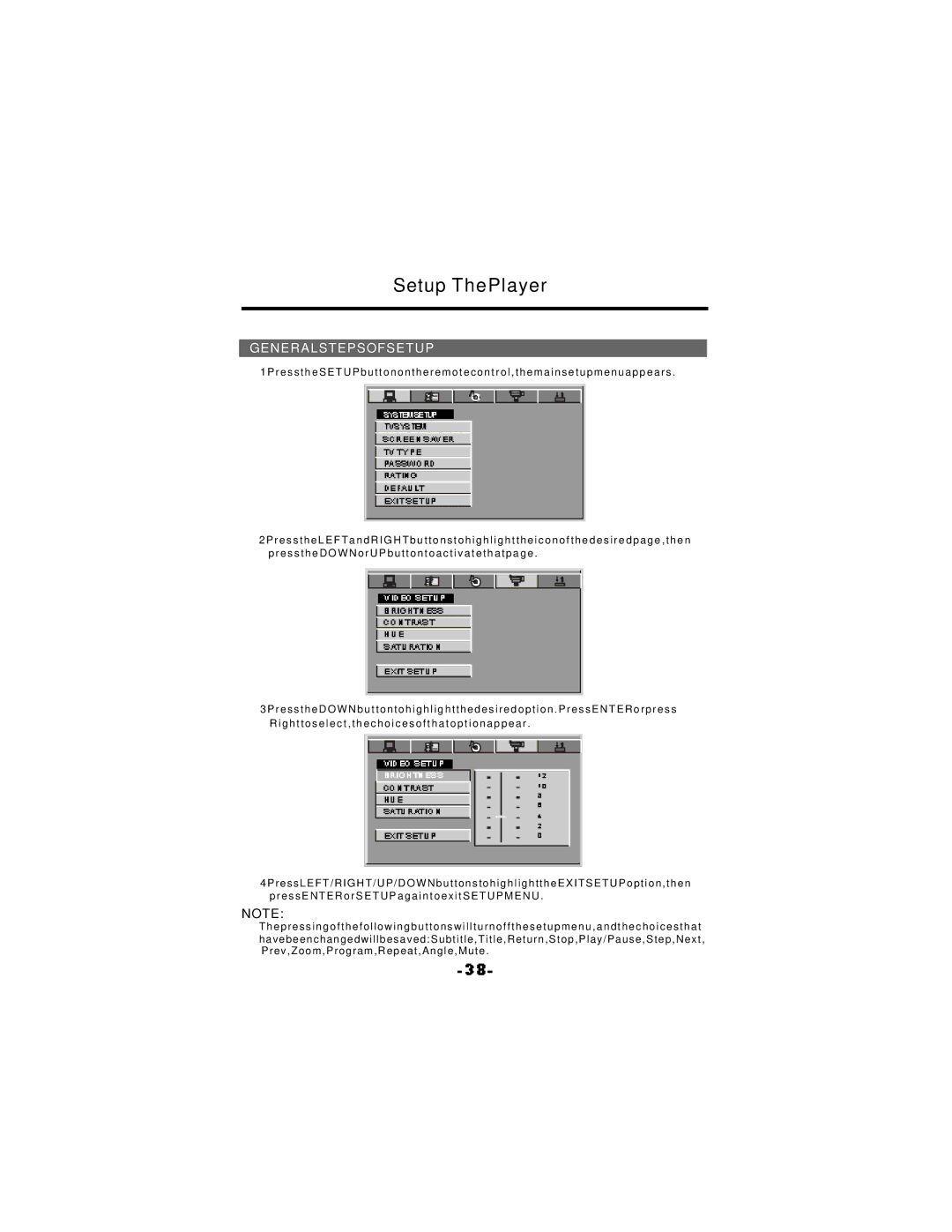 NextBase SDV17-SQ manual Setup ThePlayer, Generalstepsofsetup 