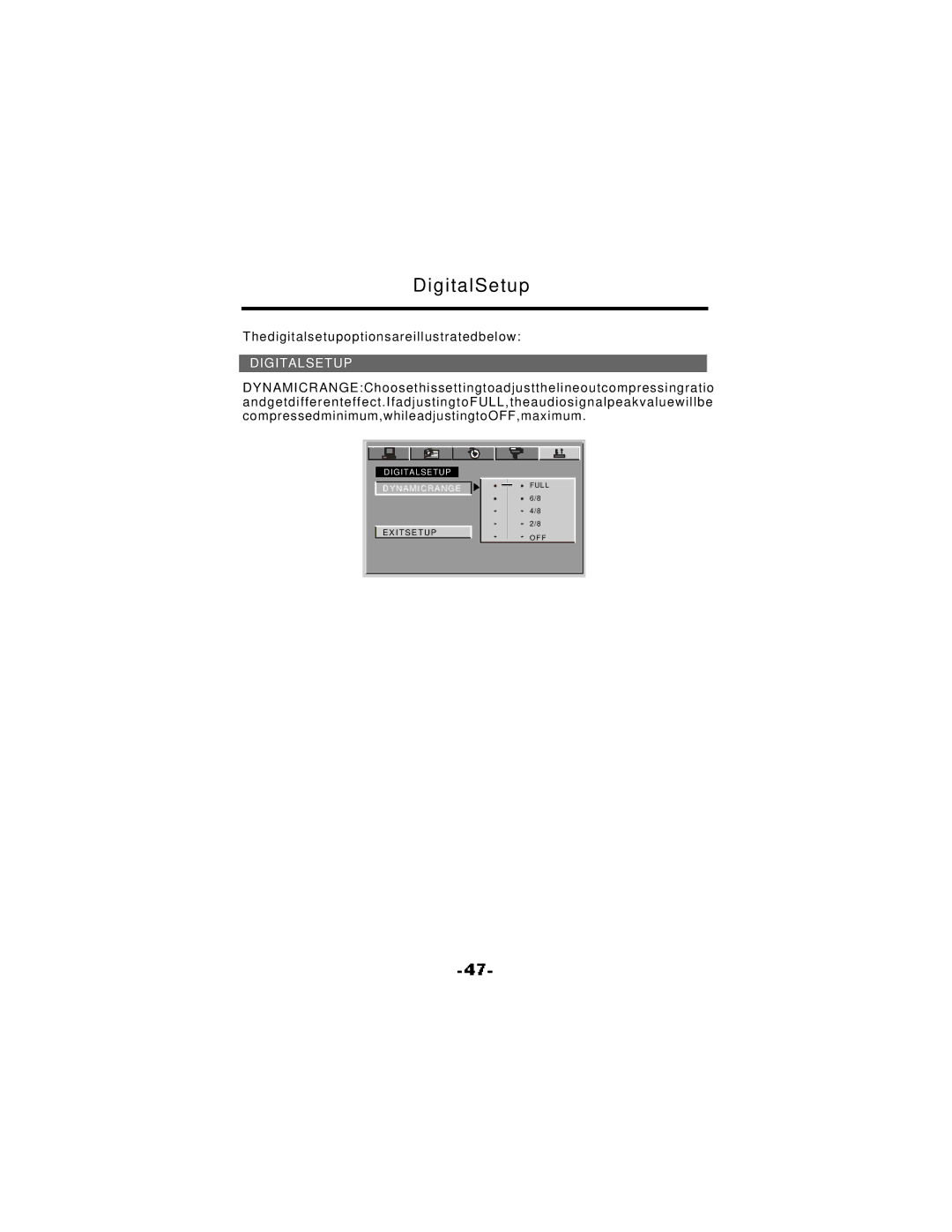 NextBase SDV17-SQ manual DigitalSetup, Digitalsetup 