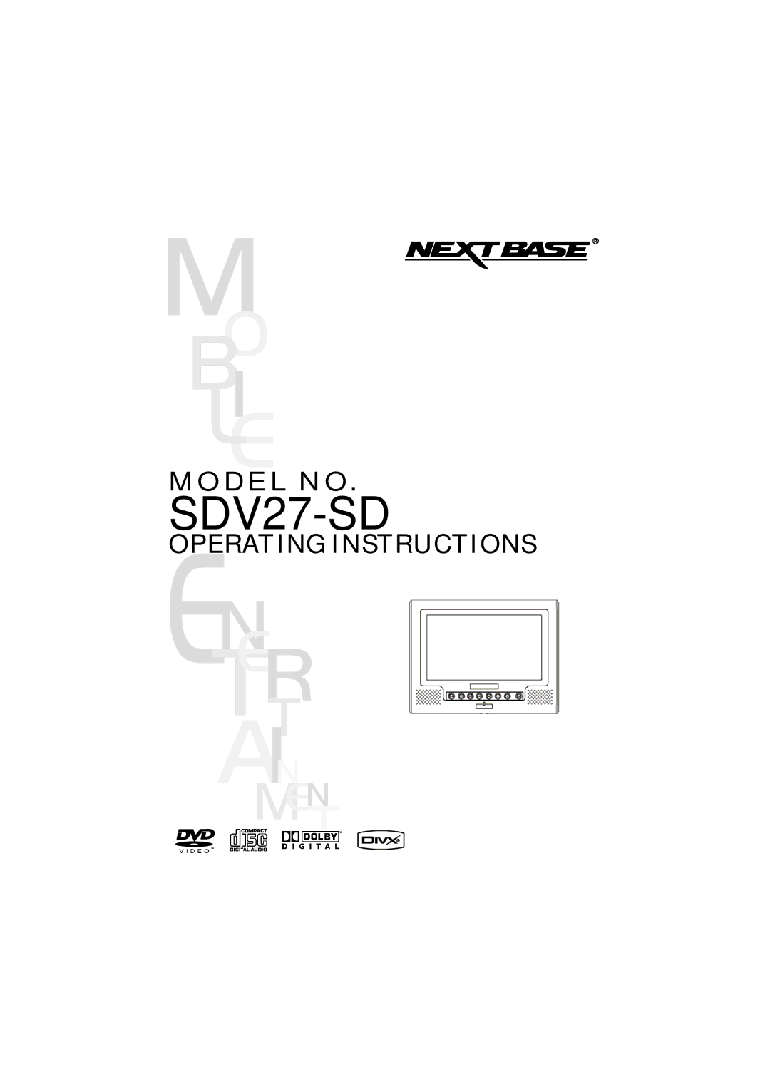 NextBase SDV27-SD operating instructions 