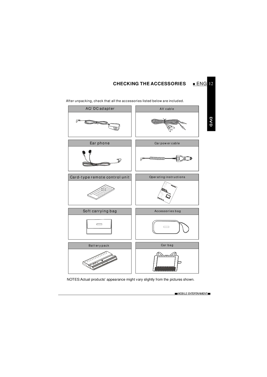 NextBase SDV27-SD operating instructions Checking the Accessories 