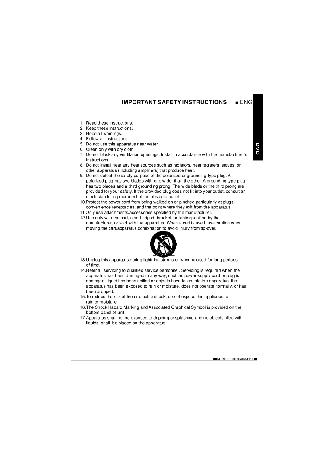 NextBase SDV27-SD operating instructions Important Safety Instructions ENG 