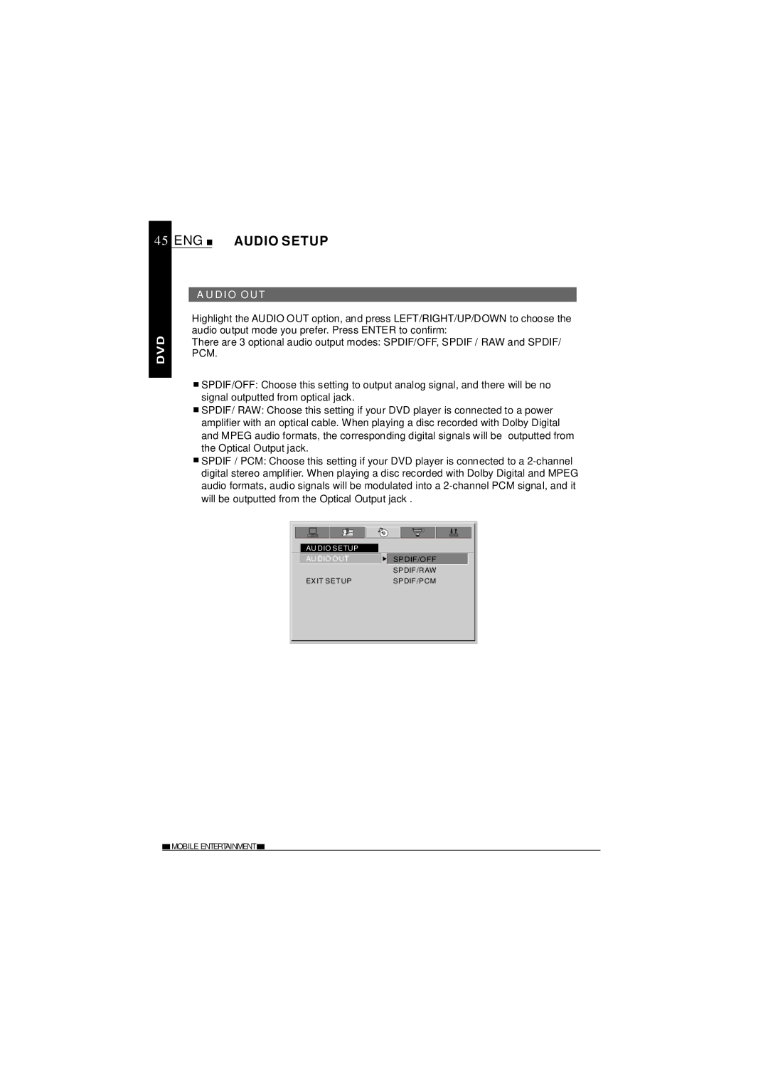 NextBase SDV27-SD operating instructions ENG Audio Setup, Audio OUT 