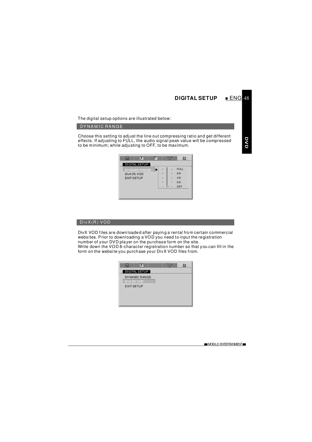 NextBase SDV27-SD operating instructions Dynamic Range, DivXR VOD 