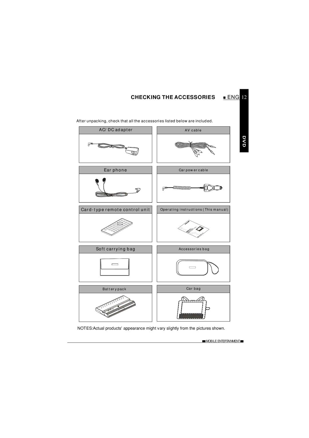 NextBase SDV37-SD operating instructions Checking the Accessories 