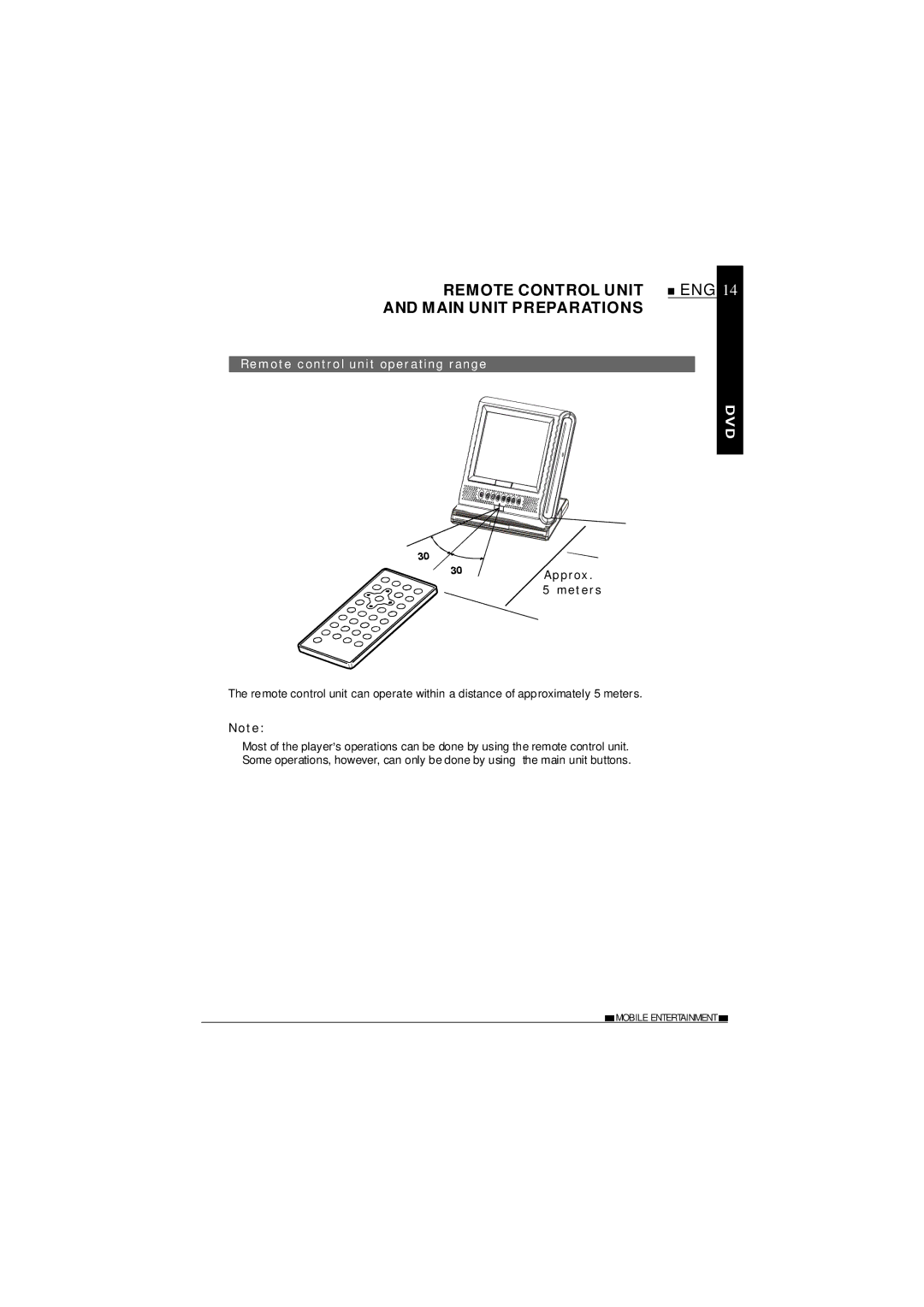 NextBase SDV37-SD operating instructions Remote Control Unit, Remote control unit operating range 