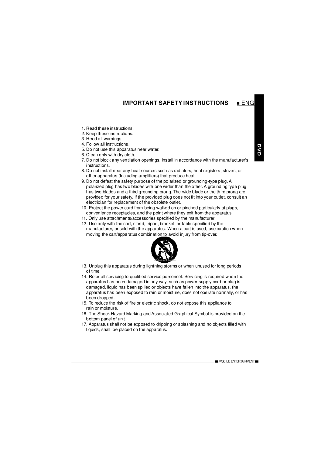 NextBase SDV37-SD operating instructions Important Safety Instructions ENG 