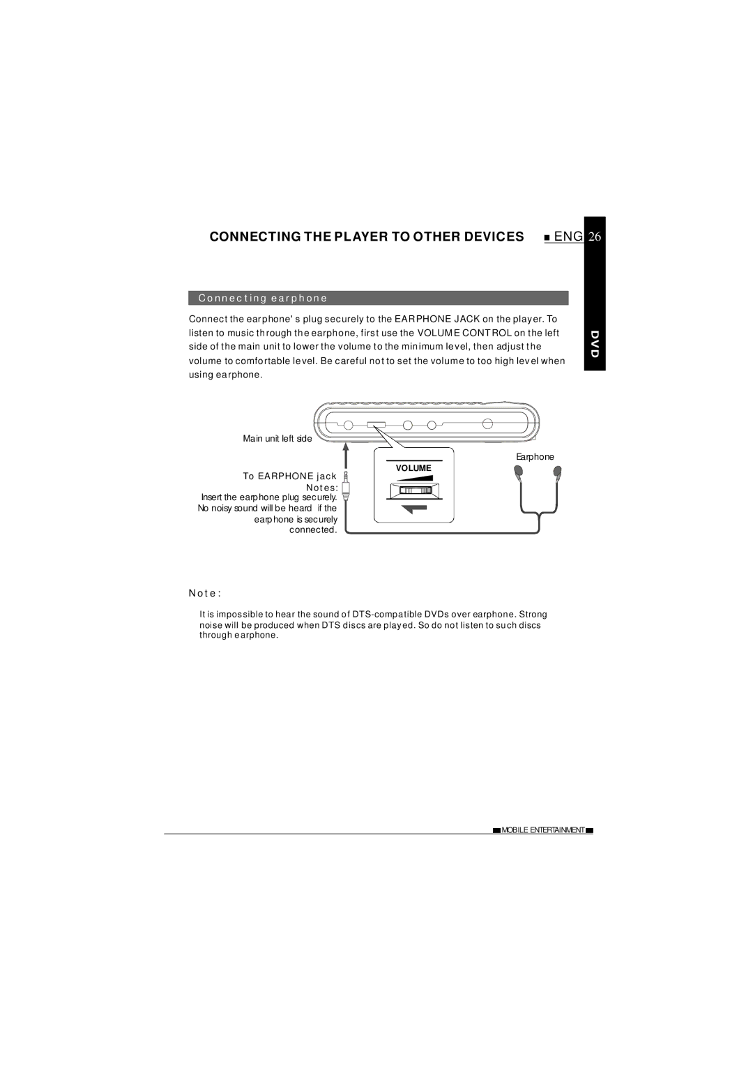 NextBase SDV37-SD operating instructions Connecting earphone, To Earphone jack 