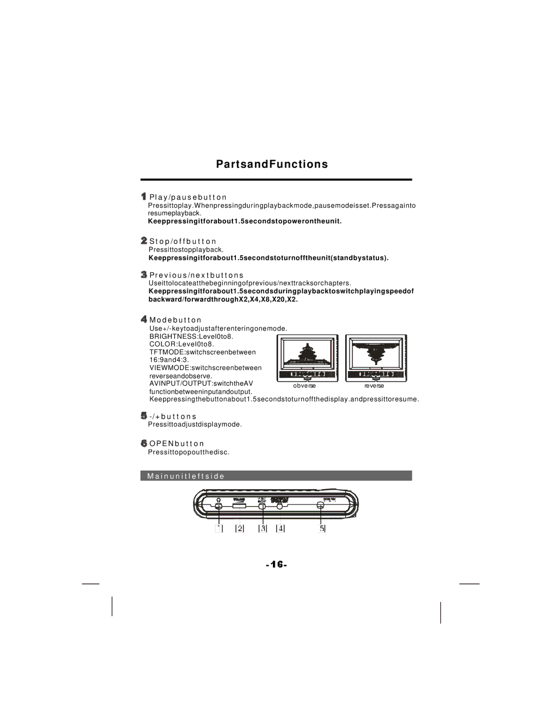 NextBase SDV37-SQ manual Mainunitleftside 