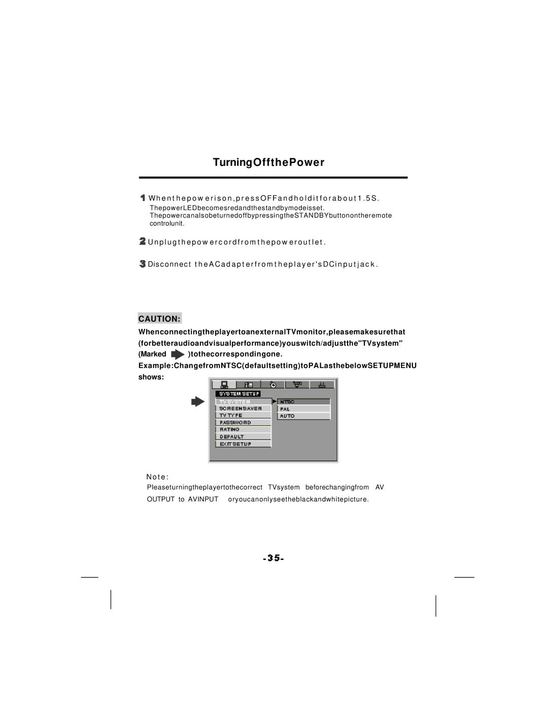 NextBase SDV37-SQ manual TurningOffthePower, Whenthepowerison,pressOFFandholditforabout1.5S 